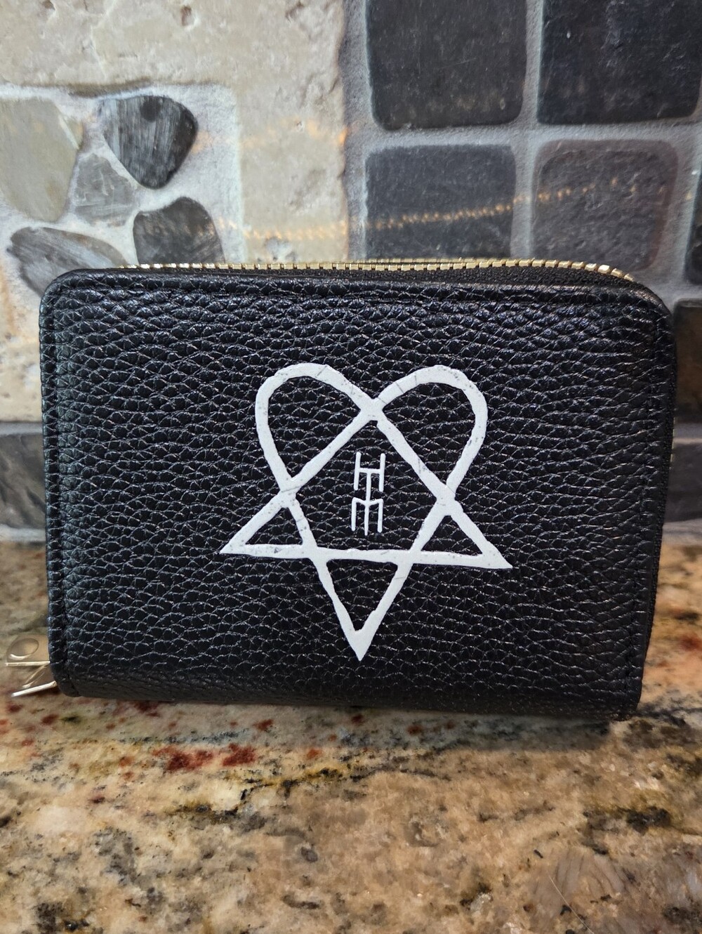Heartagram Him Band Inspired Wallet Zip Closure Bam Margera Love Metal Black